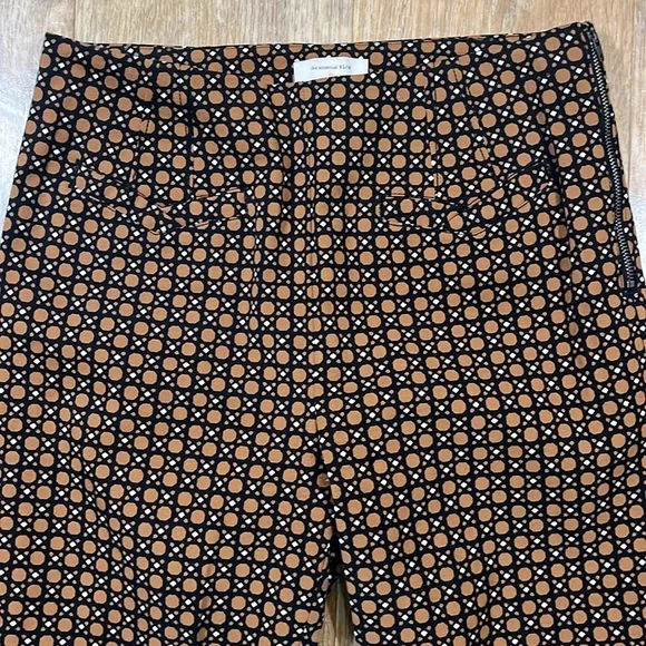 Anthropologie Essential Slim Trouser Pant Brown Motif Women's Size 2 Like New - Picture 4 of 15